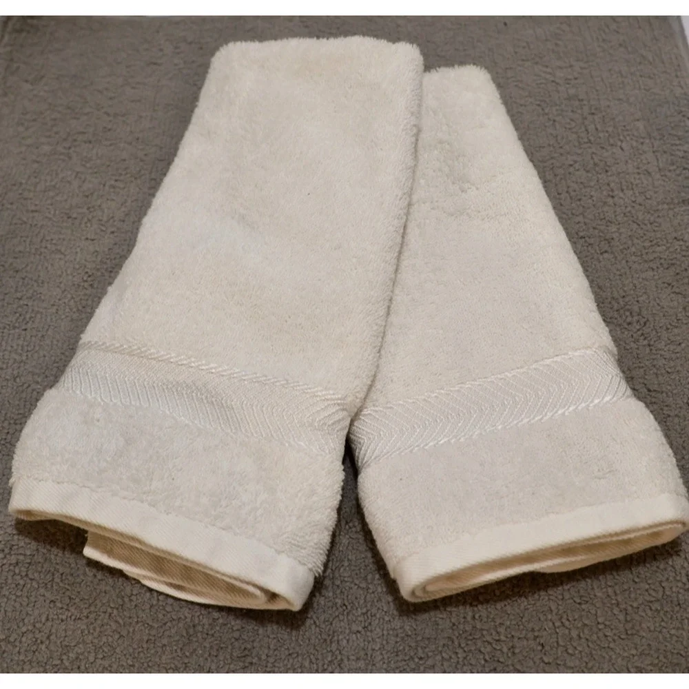 Bath Hand Towel Set of 2 Luxury Solid Off-White Conker 24x15